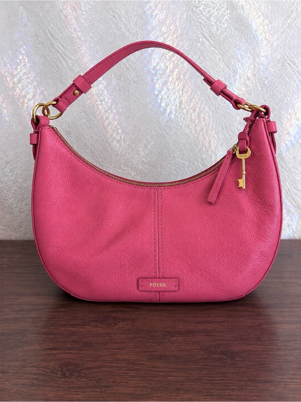 Fossil Bright Pink Leather Shoulder Hobo
